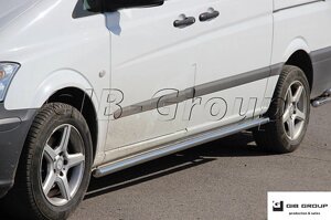 Пороги боковые труба Mercedes-Benz Vito (04-21) D71 без накладок короткая база