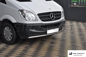 Защита переднего бампера (одинарная нержавеющая труба - одинарный ус) Mercedes-Benz Sprinter (06-14)