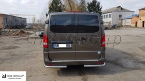 Захист заднього бампера (одинарна нержавіюча труба - одинарний вус) Mercedes-Benz Vito W447 (14+)