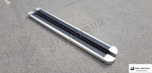 Пороги бічні труби з листом серія "ELIT" Ford F150 (2014+) D42 Silver-black-inside