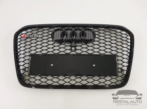 Тюнинг Решетка радиатора Audi A6 2011-2014год Черная под камеру (в стиле RS)