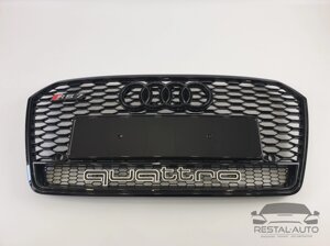 Тюнинг Решетка радиатора Audi A7 2014-2017год Черная Quattro (в стиле RS)