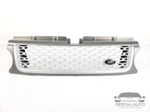 Решетка радиатора з жабрами на Range Rover Sport 2009-2013 год Серая с белым