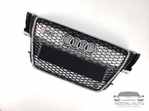 Тюнинг Решетка радиатора Audi A5 2007-2011год Черная с серой рамкой (в стиле RS)
