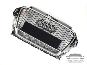 Тюнинг Решетка радиатора Audi A3 2013-2016год Черная с хромом (QUATTRO в стиле RS)