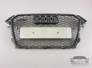 Тюнинг Решетка радиатора Audi A4 2011-2015год Серая с хром рамкой (в стиле RS)