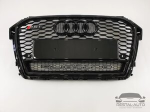 Тюнинг Решетка радиатора Audi A1 2014-2019 г. Черная с эмблемой QUATTRO (в стиле RS)