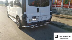 Захист заднього бампера (подвійна нержавіюча труба - подвійний вус) Renault Trafic (01-14)