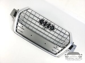 Тюнинг Решетка радиатора Audi Q7 2015-2020год Серая (в стиле S-Line)