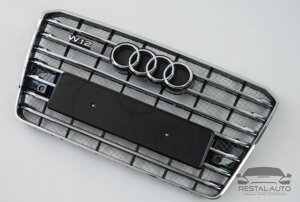 Тюнинг Решетка радиатора Audi A8 2014-2017год Черная с хромом (в стиле W12)
