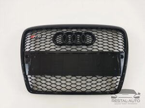 Тюнинг Решетка радиатора Audi A6 2004-2011год Черная под парктроники (в стиле RS)