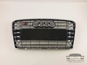 Тюнинг Решетка радиатора Audi A7 2010-2014год Черная с хромом (в стиле S-Line)