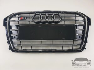 Тюнинг Решетка радиатора Audi A1 2014-2019 г. Черная с хромом (в стиле S-Line)