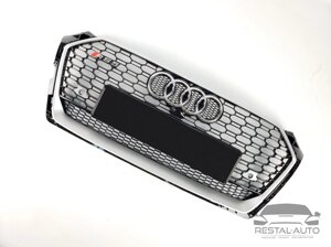 Тюнинг Решетка радиатора Audi A5 2016-2020год Черная с серой рамкой (в стиле RS)