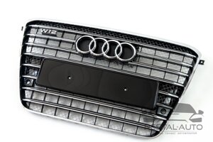 Тюнинг Решетка радиатора Audi A8 2010-2014год Черная с хромом (в стиле W12)