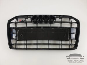 Тюнинг Решетка радиатора Audi A6 2014-2018год Черная (в стиле S-Line)