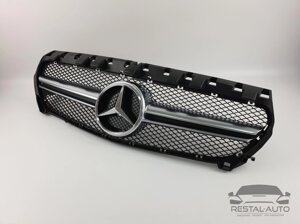 Решетка радиатора на Mercedes CLA-Class C117 2013-2017 год AMG стиль ( Черная с серыми вставками )