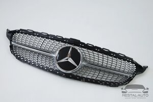 Тюнинг Решетка радиатора Mercedes C-Class W205 2014-2018год (Diamond Silver)