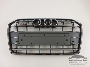 Тюнинг Решетка радиатора Audi A6 2014-2018год Серая с хромом (в стиле S-Line)