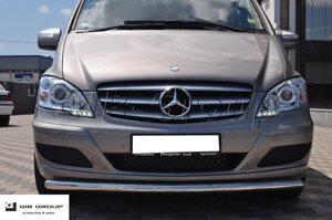 Захист переднього бампера (одинарна нержавіюча труба – одинарний вус) Mercedes-Benz Vito (10-16)