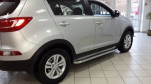 Бічні майданчики Premium (2 шт., Нерж.) Kia Sportage 2010-2015 гг.