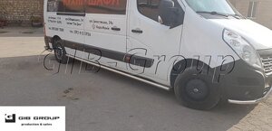 Пороги бічні труби Renault Master (98-21) D71 з накладками довга база