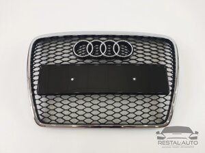 Тюнинг Решетка радиатора Audi A6 2004-2011год Черная с хром рамкой (в стиле RS)