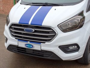 Накладки на решітку радіатора 2018-2024 (4 шт., нерж.) для Ford Custom рр