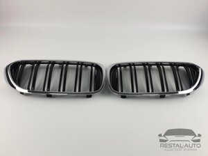 Решетка радиатора ноздри BMW 5 G30/G31 2017-2020год Черные Глянцевые Хром Рамка
