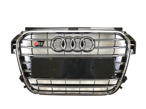 Тюнинг Решетка радиатора Audi A1 с 2010-2014 г. Черная с хромом (в стиле S-Line)