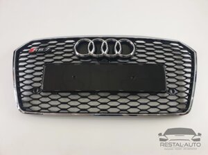Тюнинг Решетка радиатора Audi A7 2014-2017год Черная с хром рамкой (в стиле RS)