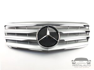 Тюнинг Решетка радиатора Mercedes E-class W211 2006-2009год (AMG Silver Chrome)