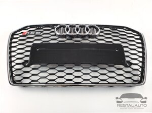 Тюнинг Решетка радиатора Audi A6 2014-2018год Черная с хром рамкой (в стиле RS)
