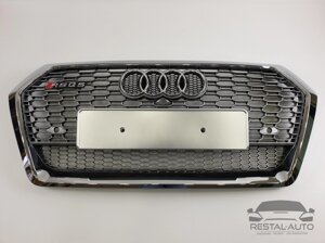 Тюнінг Решітка радіатора Audi Q5 2016-2020 рік Сіра з хром рамкою (в стилі RS)