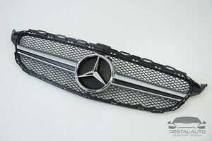 Тюнинг Решетка радиатора Mercedes C-Class W205 2014-2018год (AMG Silver)