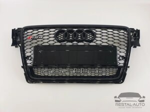 Тюнинг Решетка радиатора Audi A4 2007-2011год Черная с емблемой QUATTRO (в стиле RS)