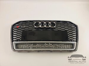 Тюнинг Решетка радиатора Audi A6 2014-2018год Черная с хром рамкой Quattro (в стиле RS)