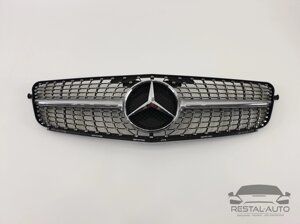 Тюнинг Решетка радиатора Mercedes C-Class W204 2007-2014год (Diamond Silver)