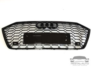 Решетка радиатора в стиле RS на Audi A7 C8 ( 4K ) 2017-2021 года ( Черная )