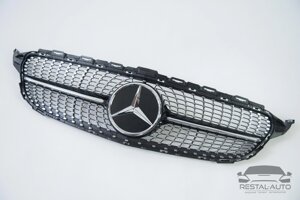Тюнинг Решетка радиатора Mercedes C-Class W205 2018-2020год (Diamond Black)