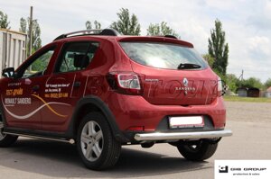 Захист заднього бампера (одинарна нержавіюча труба - одинарний вус) Dacia Sandero Stapway (13+)