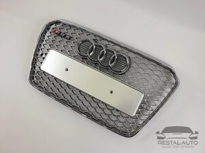 Тюнинг Решетка радиатора Audi A5 2011-2016год Серая с хром рамкой (в стиле RS)