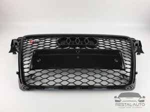Тюнинг Решетка радиатора Audi A4 2007-2011год Черная (в стиле RS)