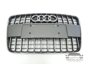 Тюнинг Решетка радиатора Audi Q7 2009-2015год Серая с хромом (в стиле S-Line)