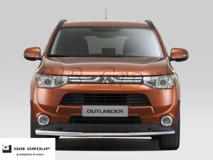 Захист переднього бампера (одинарна нержавіюча труба - одинарний вус) Mitsubishi Outlander (12-14)