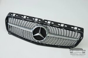 Решетка радиатора Mercedes A-Class W176 2012-2015 года Diamond ( Серая с хром вставкой )