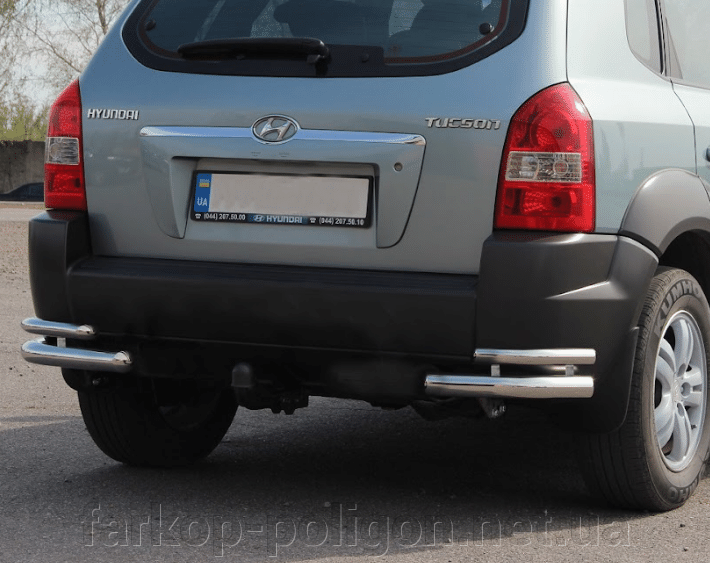 Защита заднего бампера (двойные углы) Hyundai Tucson с 2004-2015 г. модель B1-12.6