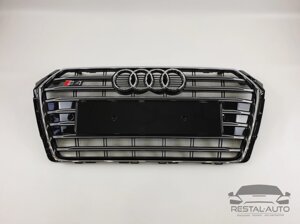 Тюнинг Решетка радиатора Audi A4 2015-2019год Черная с хромом (в стиле S-Line)