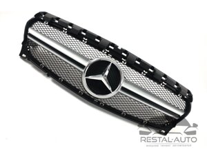 Решетка радиатора на Mercedes CLA-Class C117 2017-2019 год AMG стиль ( Черная с серыми вставками )
