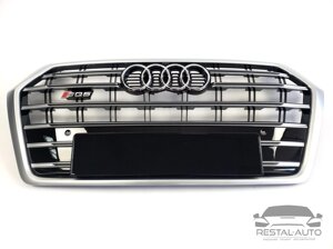 Тюнинг Решетка радиатора Audi Q5 2016-2020год Черная с хромом (в стиле S-Line)